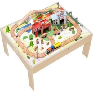Preschool Play Lab Toys Table with 85-piece Train & Town Set
